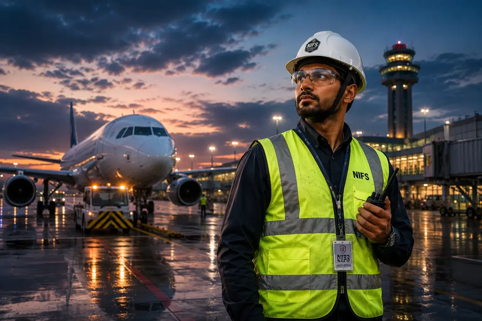 Airport safety officer at an airfield